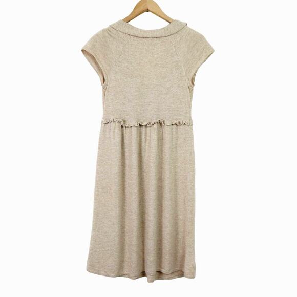 Anthropologie Size S Ruffle Knit Sweater Dress Wool Cashmere Cream - Picture 2 of 9